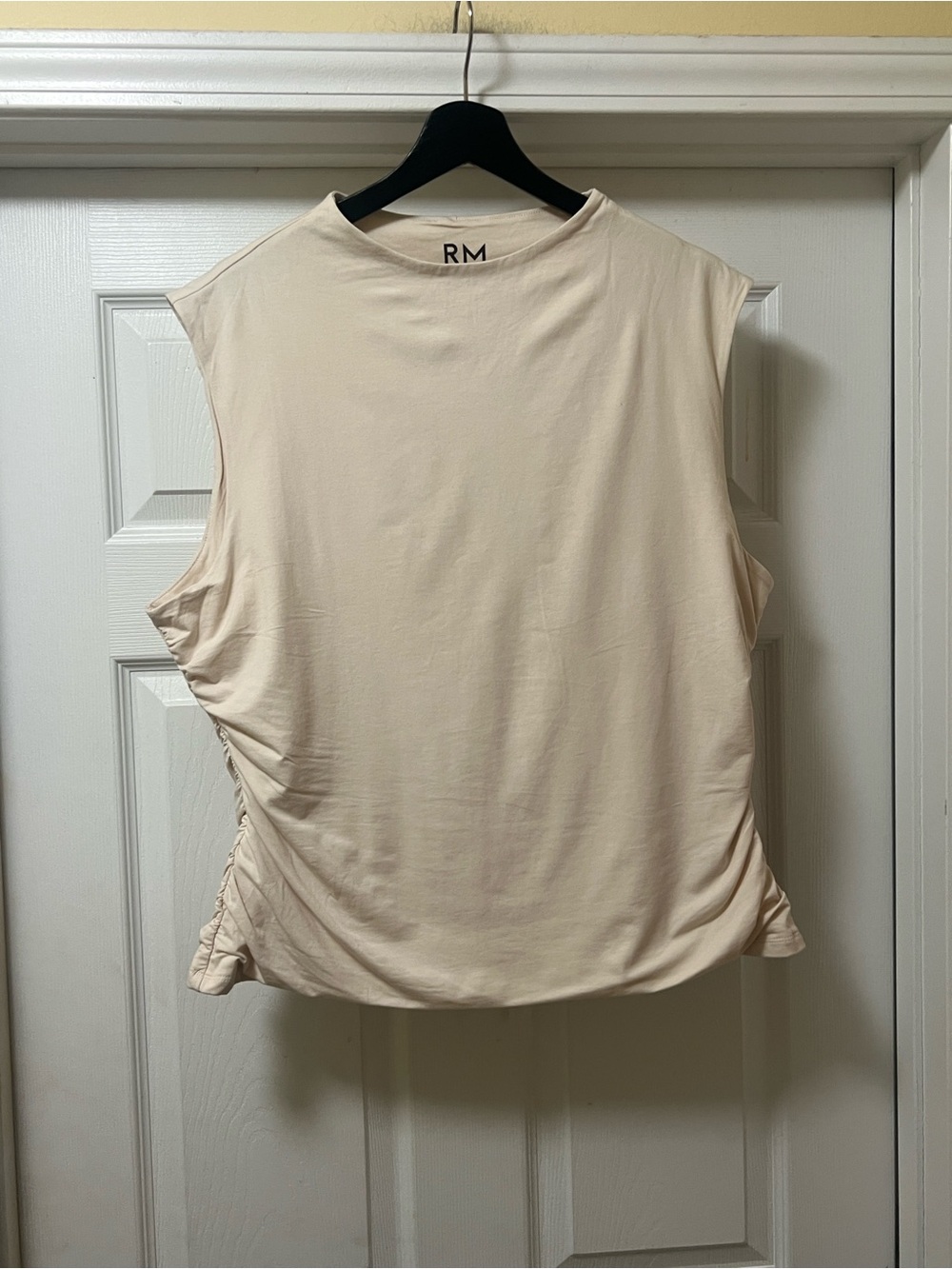 Rebecca Minkoff Cream Sleeveless Muscle Tee with Side Ruching